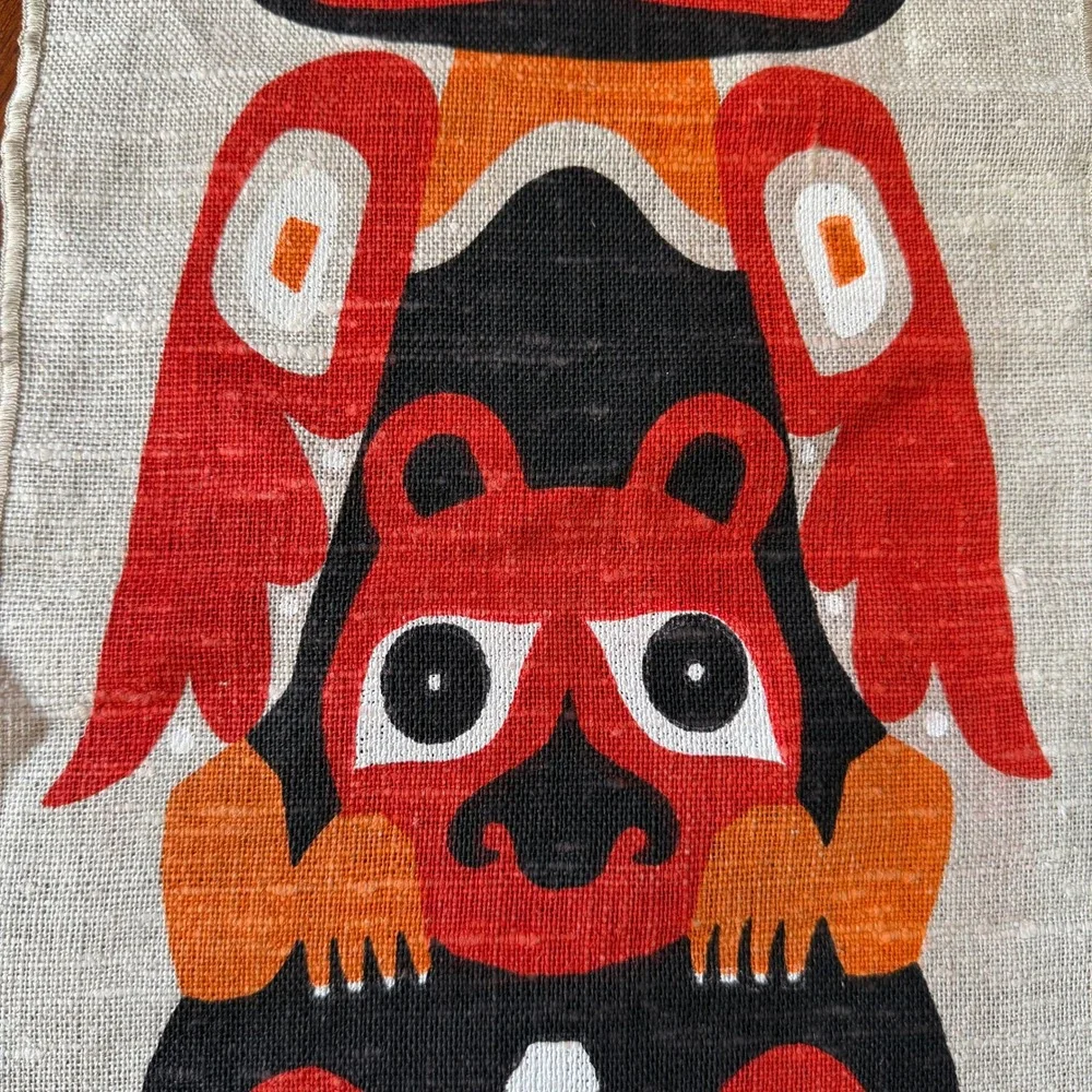 Vintage Tlingit-style totem pole linen wall hanging Happy Things Inc 10